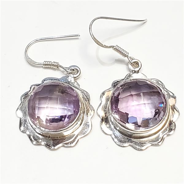 SILVER PINK AMETHYST(12.45CT) EARRINGS