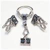 Image 1 : SILVER MYSTIC TOPAZ CZ(5.45CT) EARRING RING ( SIZE 7.25) PENDANT SET
