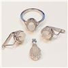 Image 1 : SILVER MOONSTONE CZ(5.65CT) EARRING RING  (SIZE 7.75)  PENDANT SET