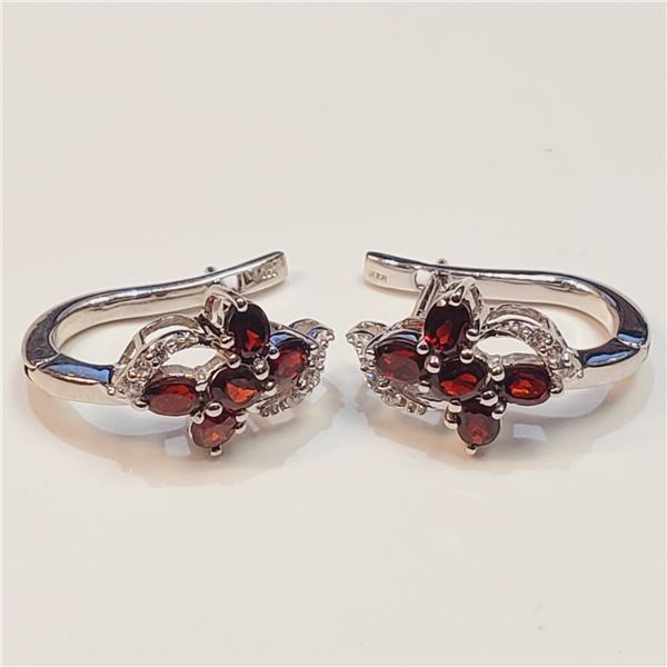 SILVER GARNET CZ(3.6CT) EARRINGS