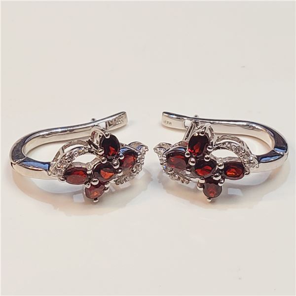 SILVER GARNET CZ(3.6CT) EARRINGS