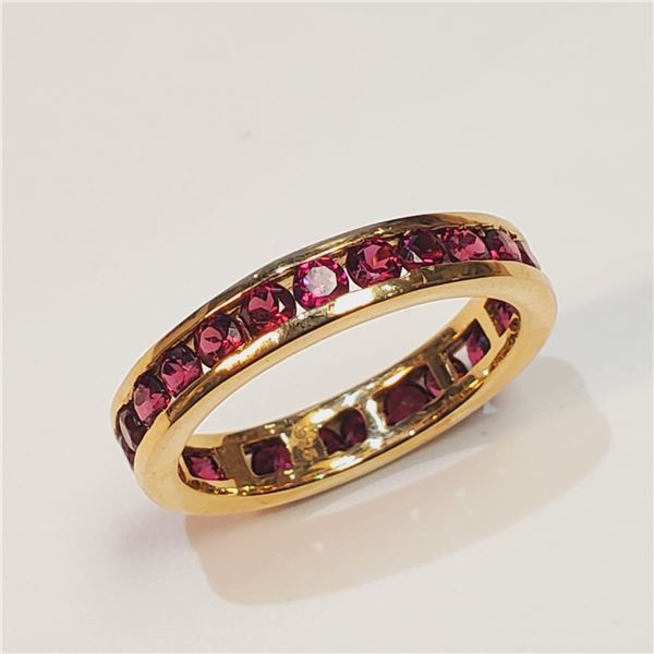 GOLD PLATED SILVER GARNET(2.9CT) RING SIZE 11.5