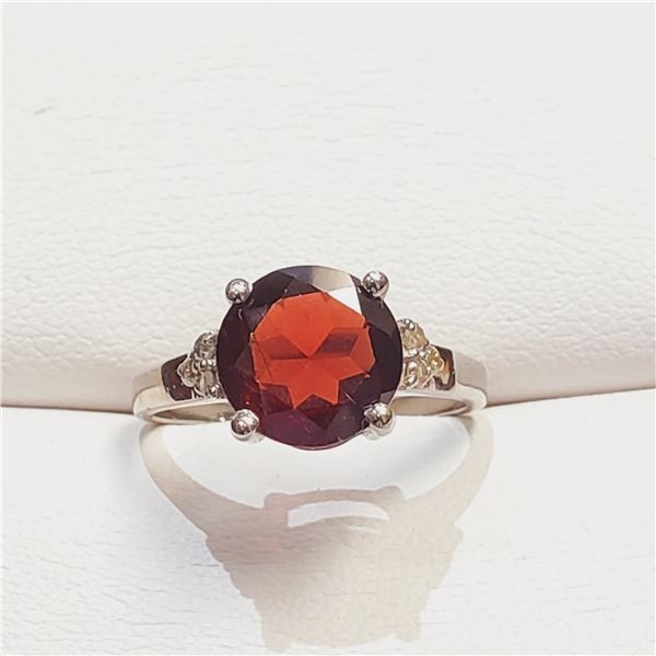 SILVER DIAMOND GARNET(2.9CT) RING SIZE 5.75