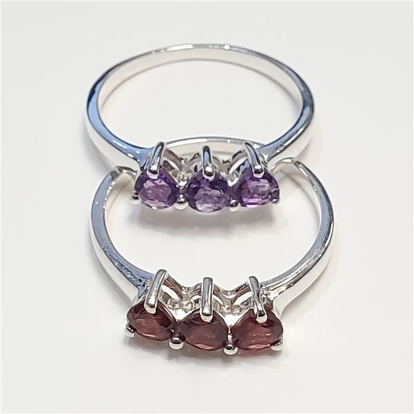 SILVER GARNET AMETHYST(1.8CT) RING SIZE 7.5