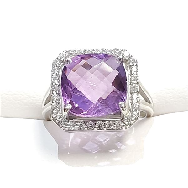 SILVER AMETHYST CZ(5.4CT) RING SIZE 7