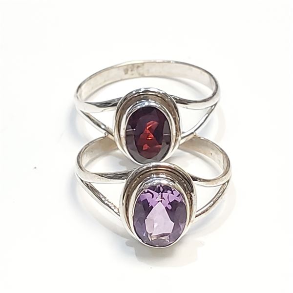 SILVER AMETHYST GARNET(1.6CT) RING SIZE 6.5