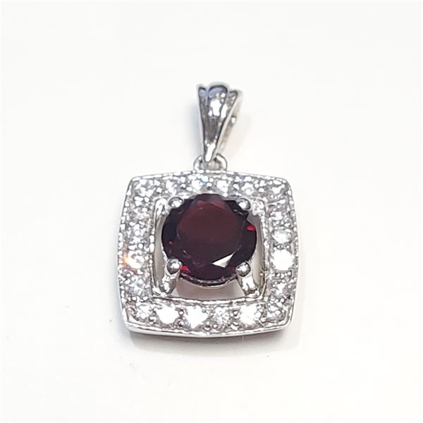 SILVER GARNET CZ(1.8CT) PENDANT