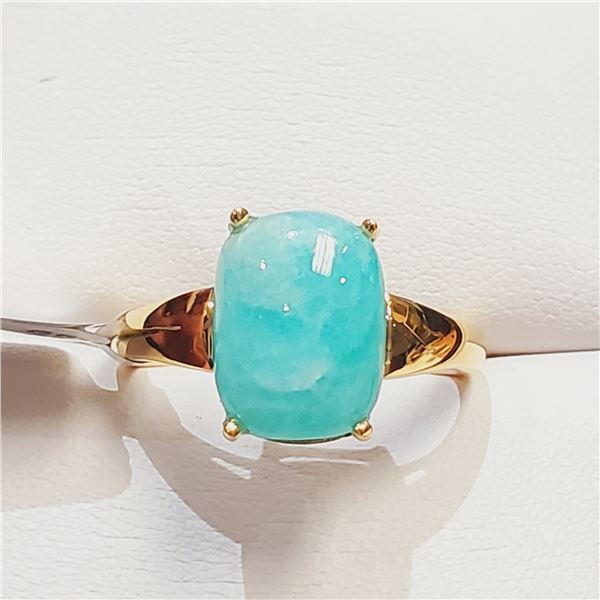 GOLD PLATED SIL CHRYSOPRASE(7.2CT) RING SIZE 10.25