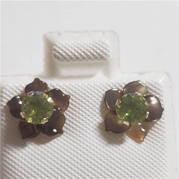 10K YELLOW GOLD PERIDOT  EARRINGS