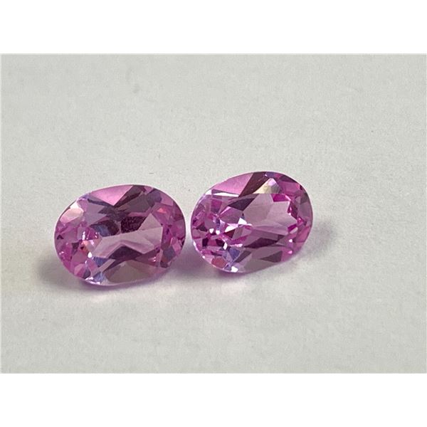 PAIR OF OVAL LAB GROWN PINK SAPPHIRE 3.35CTS