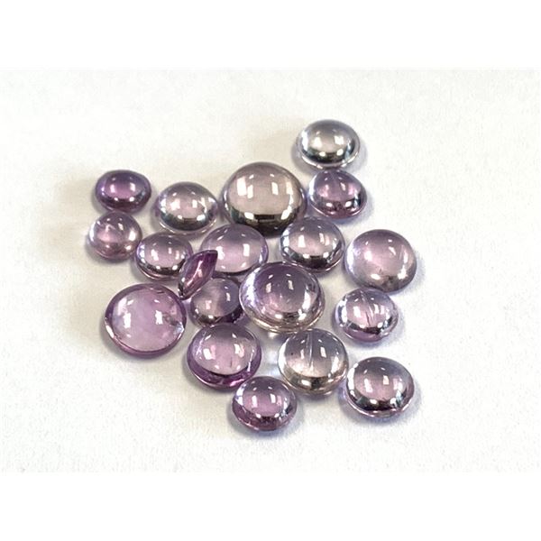 19 GRADUATED ROUND CABOCHON AMETHYSTS 13.85CTS