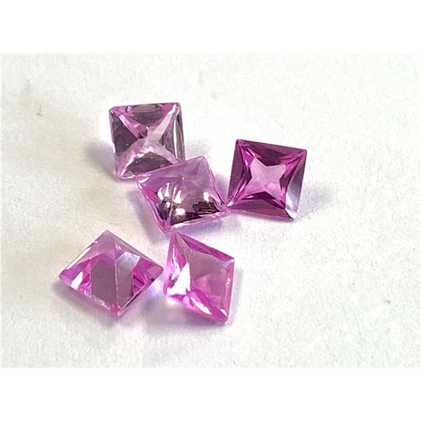 5 SQUARE CUT LAB GROWN PINK SAPPHIRE 4.20CTS