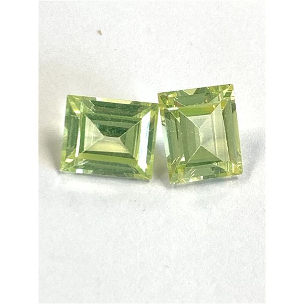 PAIR OF EMERALD CUT PALE LEMON LAB GROWN SPINEL 14.25CT