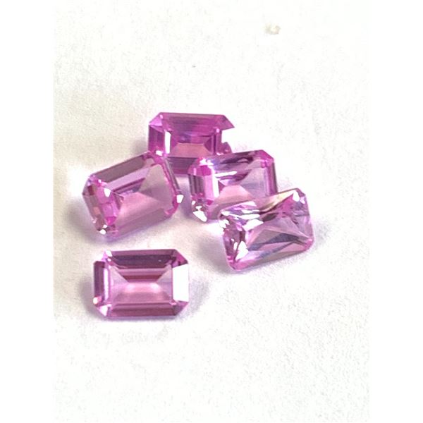 5 LAB GROWN EMERALD CUT PINK SAPPHIRE 5.45CTS