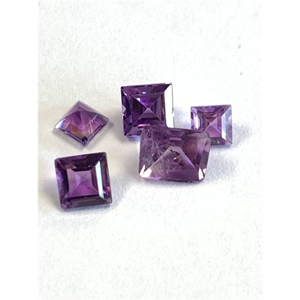 5 SQUARE AMETHYSTS 1.35CTS