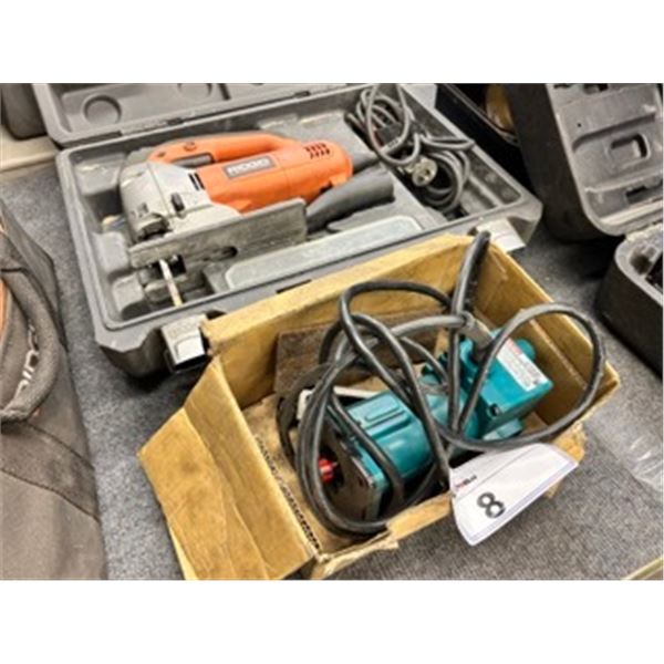 MAKITA 3700B INDUSTRIAL ELECTRIC SCROLL SAW & RIDGID R3121 ELECTRIC JIG SAW IN HARD CASE