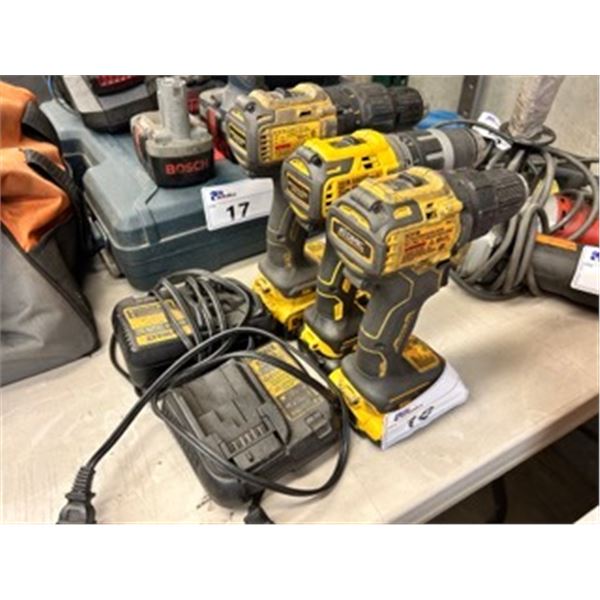 ASSORTED DEWALT CORDLESS POWER TOOLS INCLUDING: DCD708 1/2" DRILL WITH BATTERY, DCD796 1/2" DRILL