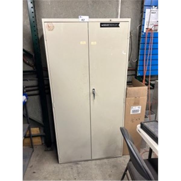 BEIGE METAL 2 DOOR 36 W X 18 D X 72 H CONSUMABLES CABINET WITH CONTENTS