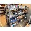 Image 1 : 4 BAYS OF GREY METAL 3 TIER 5' PRODUCT SHELVING WITH CONTENTS OF ASSORTED PAINTS, CHEMICALS, AND