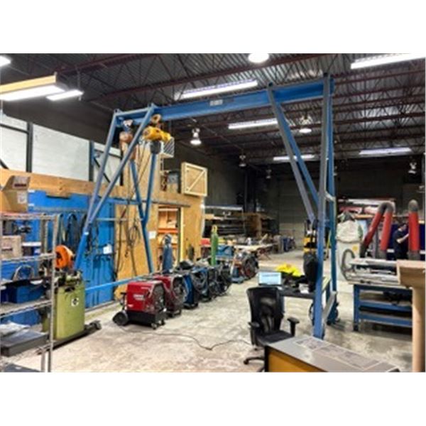 *BLUE METAL INDUSTRIAL OVERHEAD CRANE SYSTEM INCLUDING: JET 2 TON ELECTRIC SHOP CRANE WITH HAND