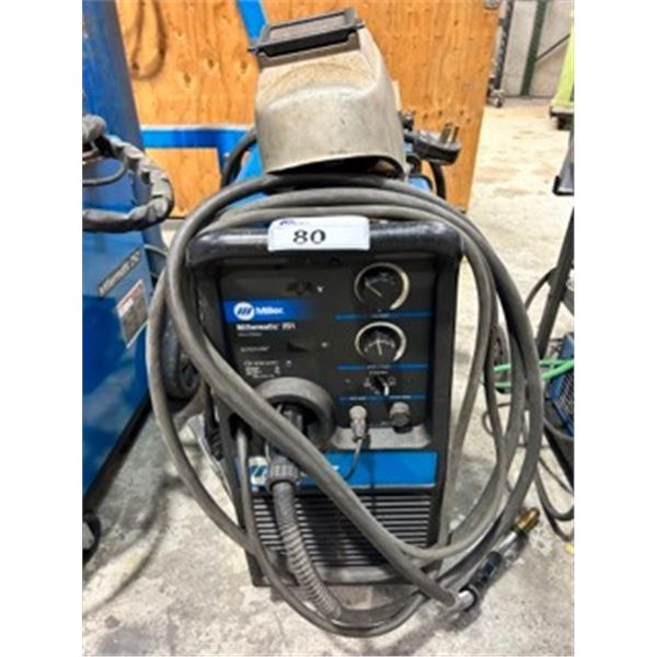 MILLER - MILLERMATIC 251 MOBILE WIRE FEED WELDER WITH GROUND CABLE, STINGER & GAUGES