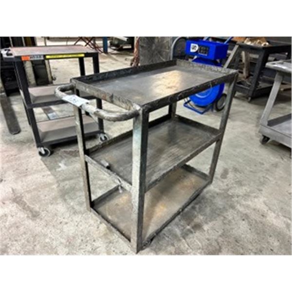 GREY METAL 3 TIER MOBILE PRODUCT CART