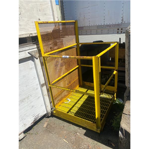 YELLOW METAL INDUSTRIAL FORKLIFT MANLIFT CAGE