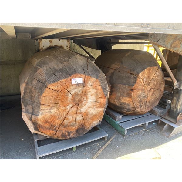 2 PALLETS OF LARGE ROUNDED WOOD