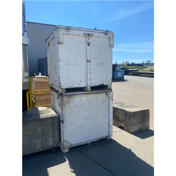 2 LARGE WHITE WOODEN TRANSPORT CRATES