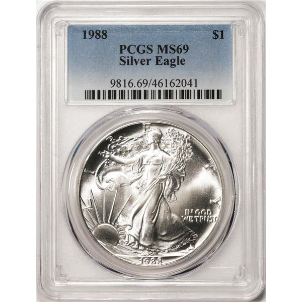 1988 $1 American Silver Eagle Coin PCGS MS69