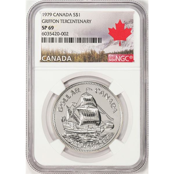 1979 Canada $1 Griffon Tercentenary Silver Dollar Coin NGC SP69