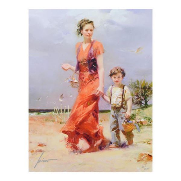 Pino (1939-2010) "A Day At the Beach" Limited Edition Giclee On Canvas