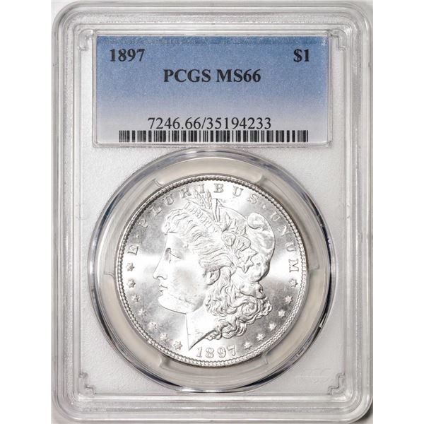 1897 $1 Morgan Silver Dollar Coin PCGS MS66