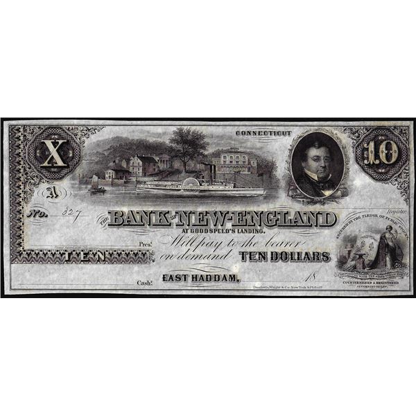 1800's $10 Bank of New England at Goodspeed's Landing Obsolete Note