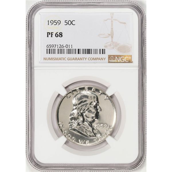 1959 Proof Franklin Half Dollar Coin NGC PF68