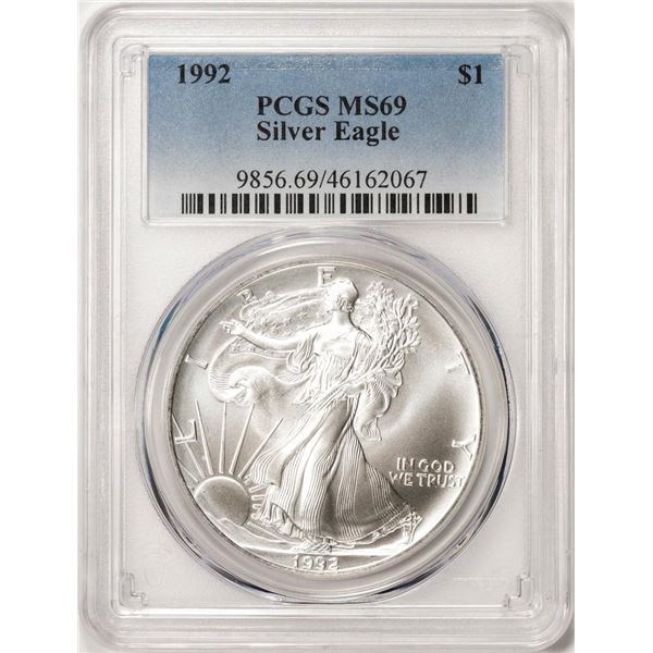 1992 $1 American Silver Eagle Coin PCGS MS69
