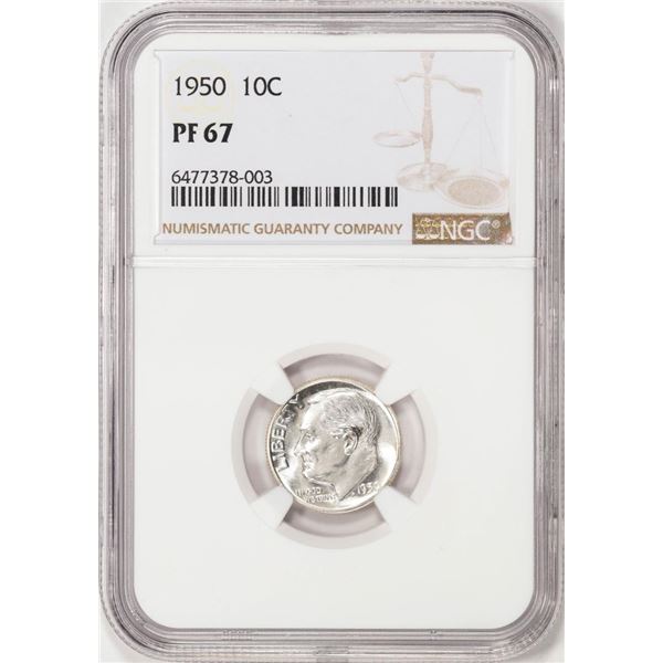 1950 Proof Roosevelt Dime Coin NGC PF67