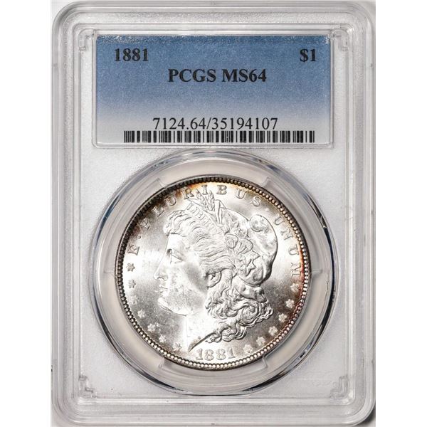 1881 $1 Morgan Silver Dollar Coin PCGS MS64