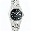 Image 2 : Rolex Mens Stainless Steel Black Index Datejust Wristwatch