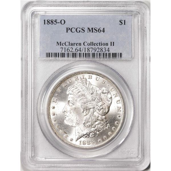 1885-O $1 Morgan Silver Dollar Coin PCGS MS64 McClaren Collection II