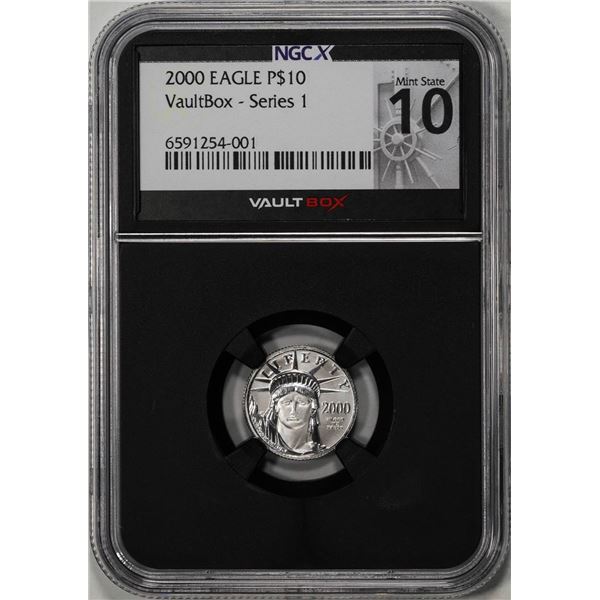 2000 $10 American Platinum Eagle Coin NGCX Mint State 10 VaultBox Series 1