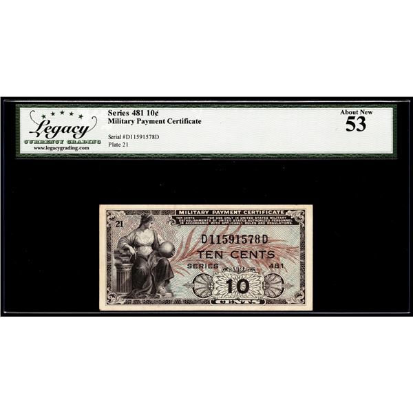 Series 481 Ten Cents Military Payment Certificate Legacy About New 53