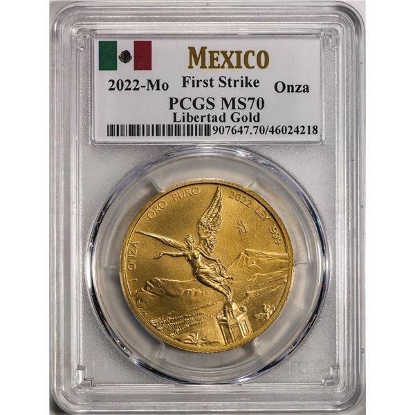 2021-Mo Mexico 1 oz Libertad Gold Coin PCGS MS70 First Strike