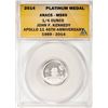 Image 1 : 2014 Proof 1/4 oz Platinum JFK Apollo 11 Anniversary Medal ANACS MS69