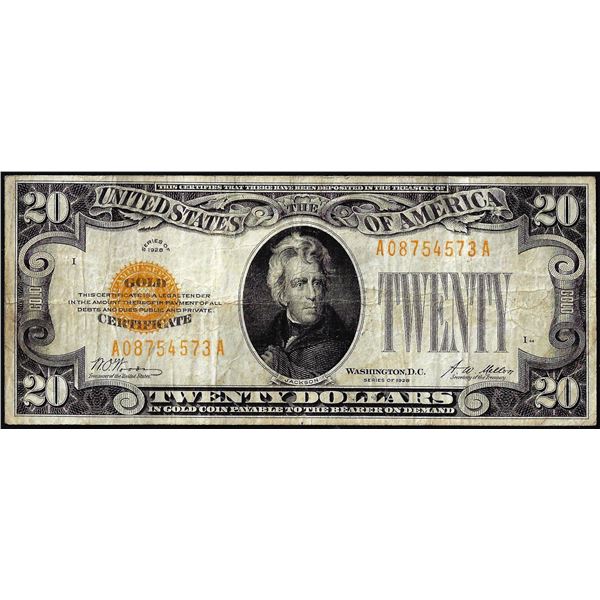 1928 $20 Gold Certificate Note