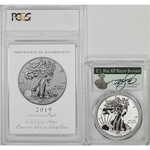 2019-S Enhanced Reverse Proof $1 Silver Eagle Coin PCGS PR69 FDOI Cleveland Signature