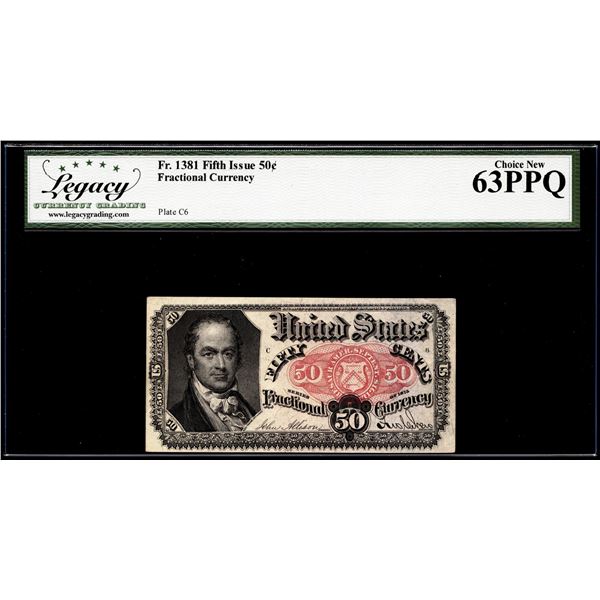 1863 Fifth Issue 50 Cents Fractional Currency Note Fr.1381 Legacy Choice New 63PPQ