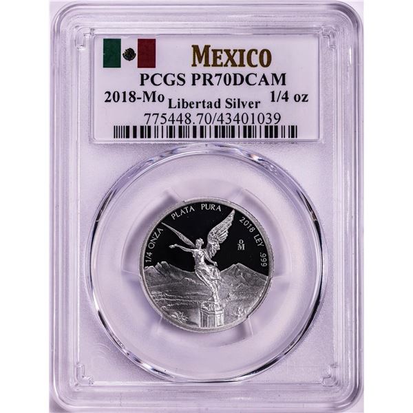 2018-Mo Mexico Proof 1/4 oz Silver Libertad Coin PCGS PR70DCAM