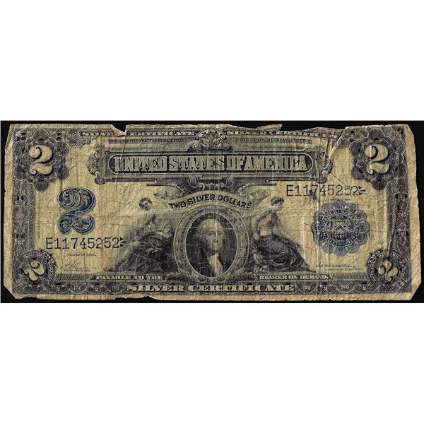 1899 $2 Mini-Porthole Silver Certificate Note