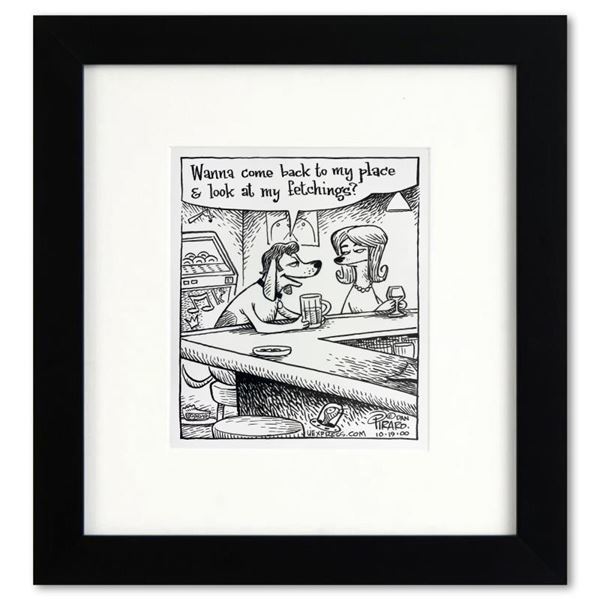 Bizarro  Dog Pickup Line  Framed Original Pen & Ink Drawing by Dan Piraro